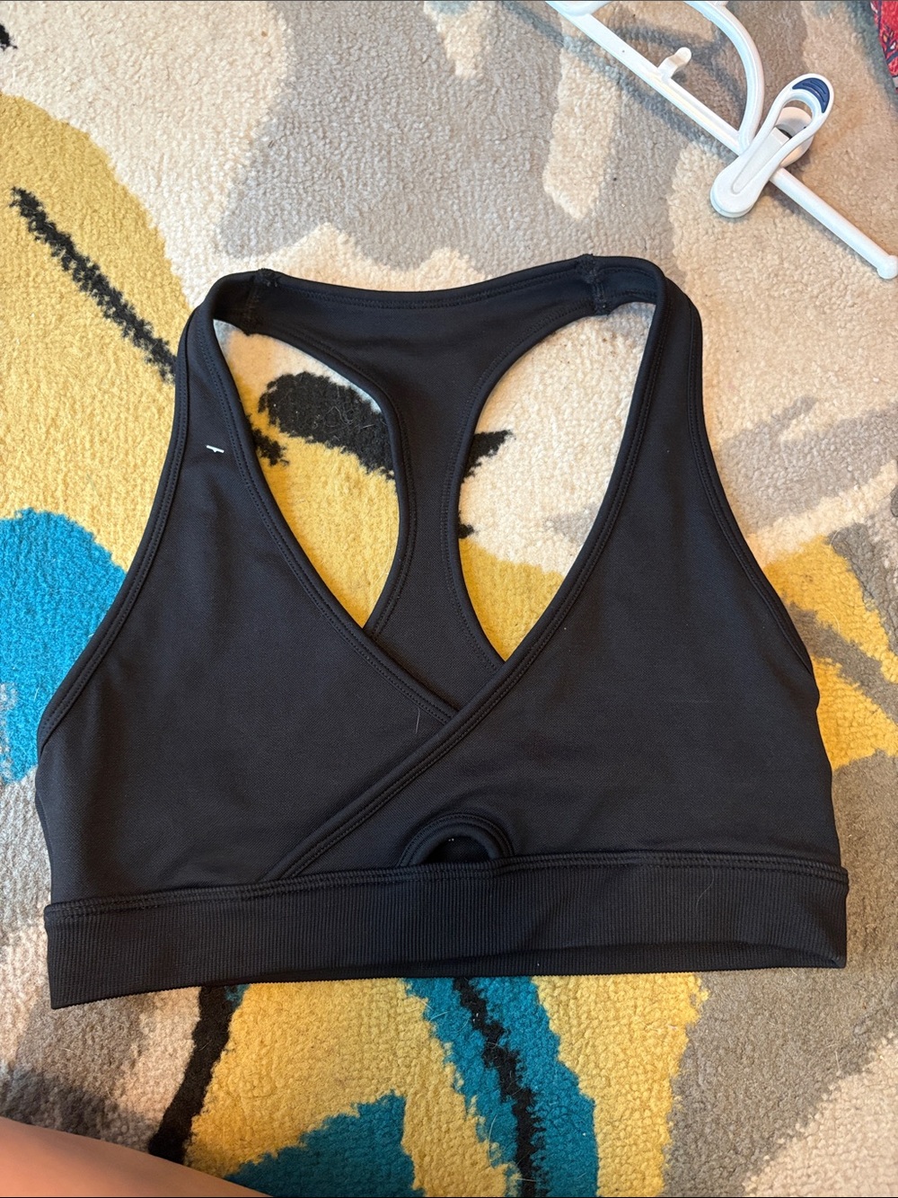 Everyday Black Racerback Sports Bra with Cross-Front Detail NWOT